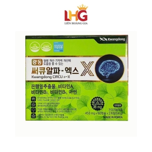 Viên Uống Bổ Não Hàn Quốc Kwangdong (Hộp 120 Viên) - Kwangdong Circu α-x. Giải pháp tăng cường sức khỏe não bộ, cải thiện trí nhớ, nâng cao khả năng tập trung, giảm đau đầu và căng thẳng hiệu quả.